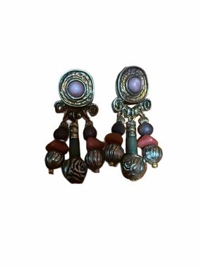 Bohemian Pink and Bronze Dangle Earrings